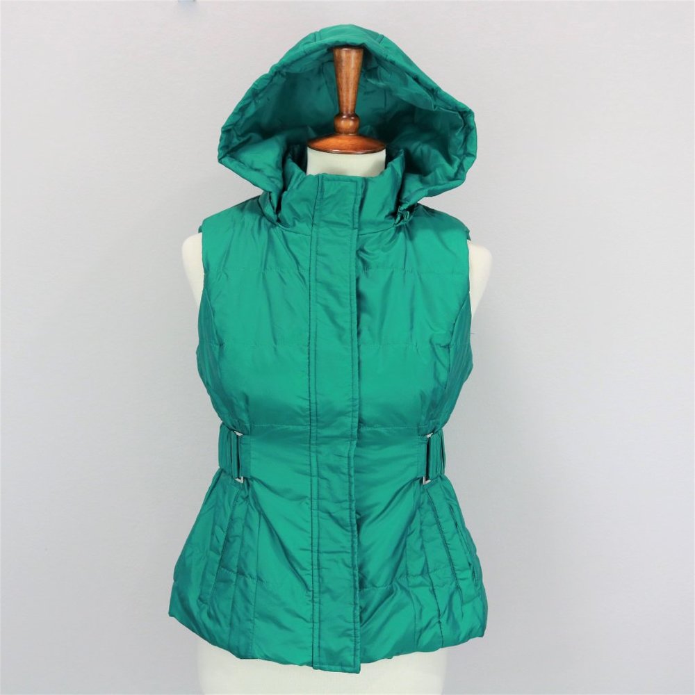 New York & Company Green Hooded Puffer Vest